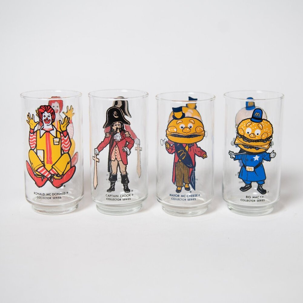 Set of 4 Vintage Libbey Collectors McDonald's Straight Sided Glass Tumblers